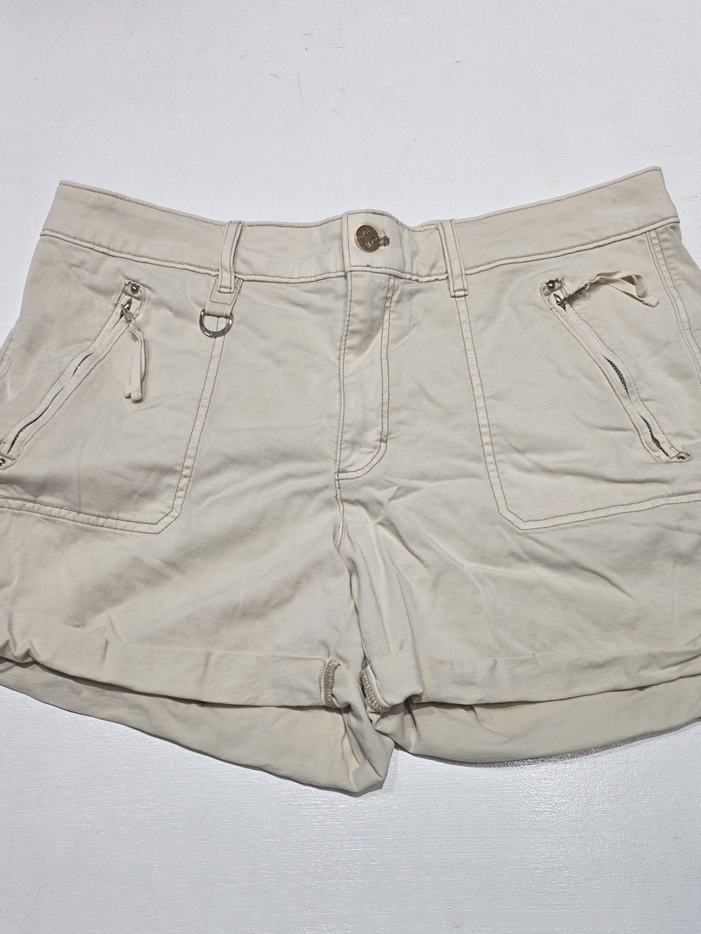 WHBM Pret-a-Play Cream Casual Size 12 Zip-Pocket Shorts